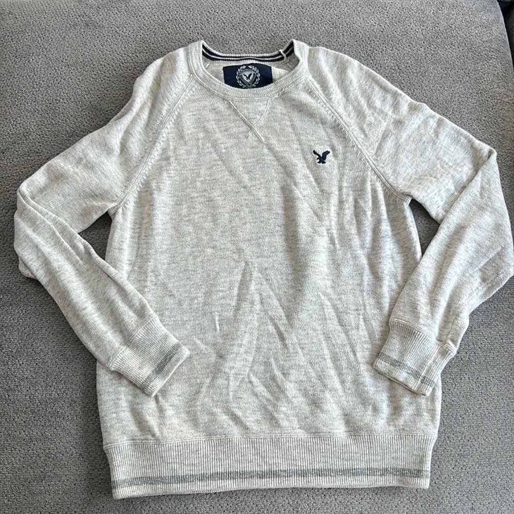 Men’s AE Heathered Oatmeal Pullover Sweater